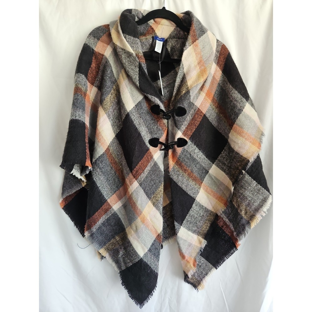 Apt 9 Plaid Poncho  Cape Toggle Closure One Size